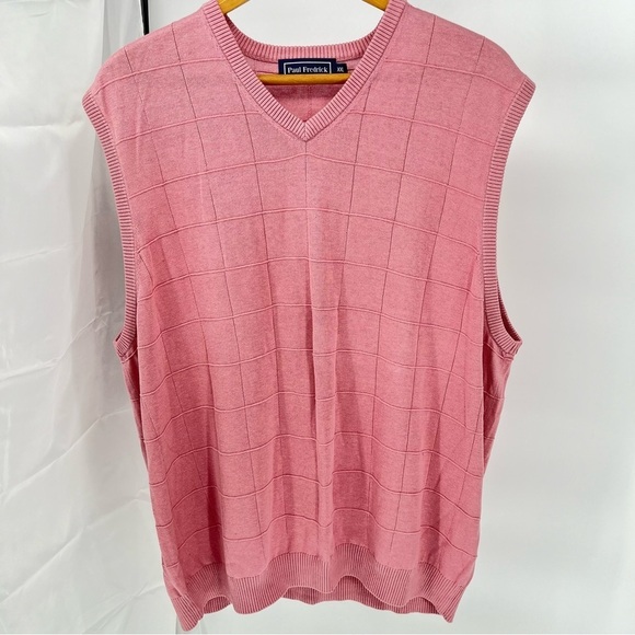 Paul Fredrick Mens 100% Silk Sweater Vest Size XXL Square Design Golf Casual - Picture 1 of 9